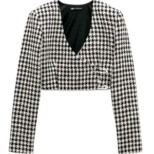 Zara cropped blazer top with sparkly details